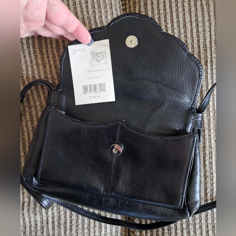 🆕BRIGHTON REGALIA Organizer Woven Braided Black Leather Croc Crossbody Bag - Picture 5 of 16
